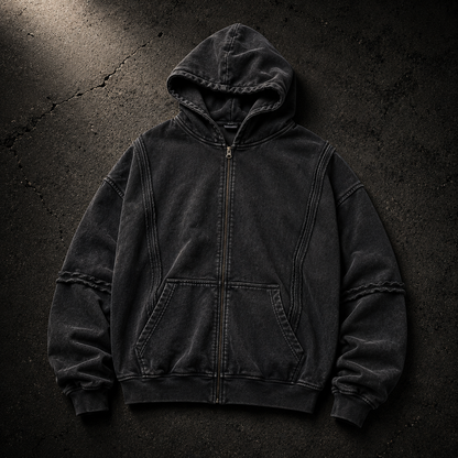 KUMAN // FADED VEIN ZIP HOODIE