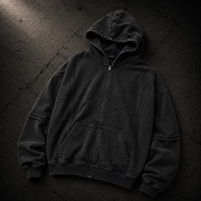 KUMAN // FADED VEIN ZIP HOODIE