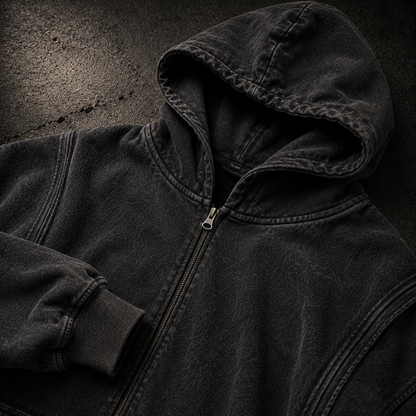 KUMAN // FADED VEIN ZIP HOODIE